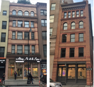 Which one of these Tribeca buildings is in a historic district and which is outside the boundaries?